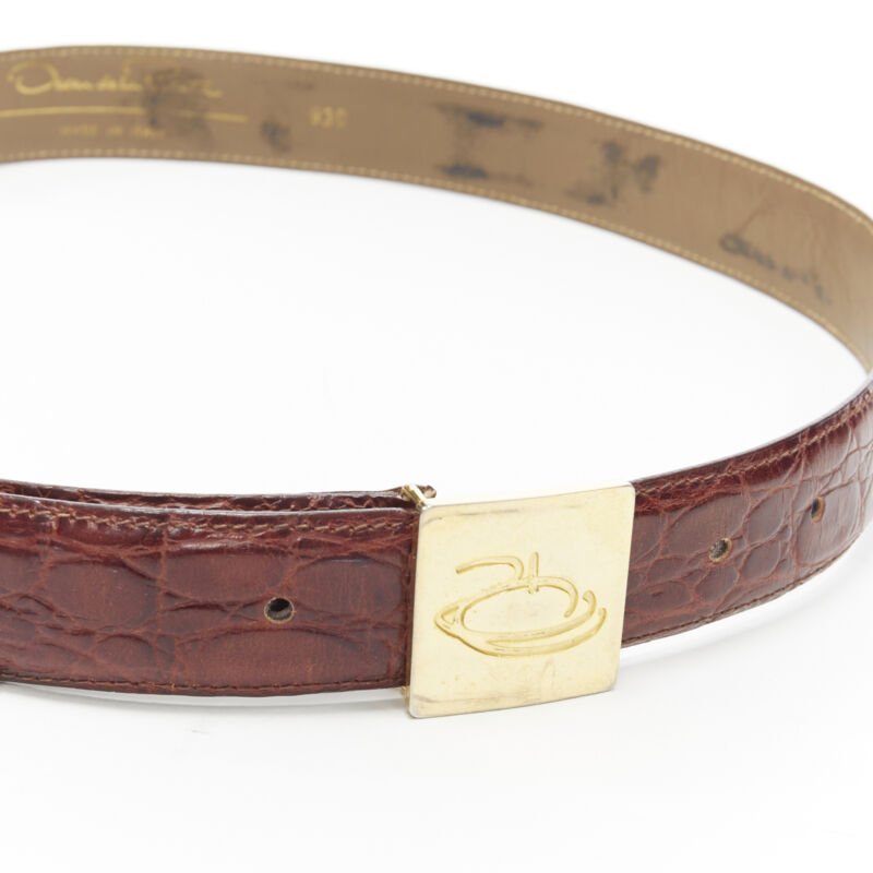 Oscar De La Renta Stamped mock croc belt - Back view