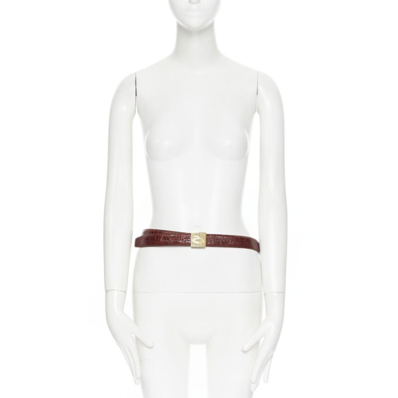 Oscar De La Renta Stamped mock croc belt - Image 6