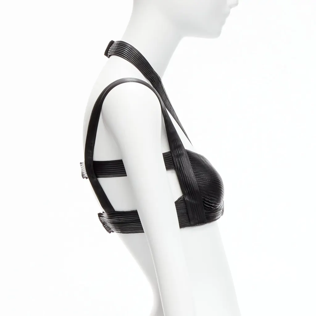 Givenchy Pleated Leather Bra Black Leather Good - Model View