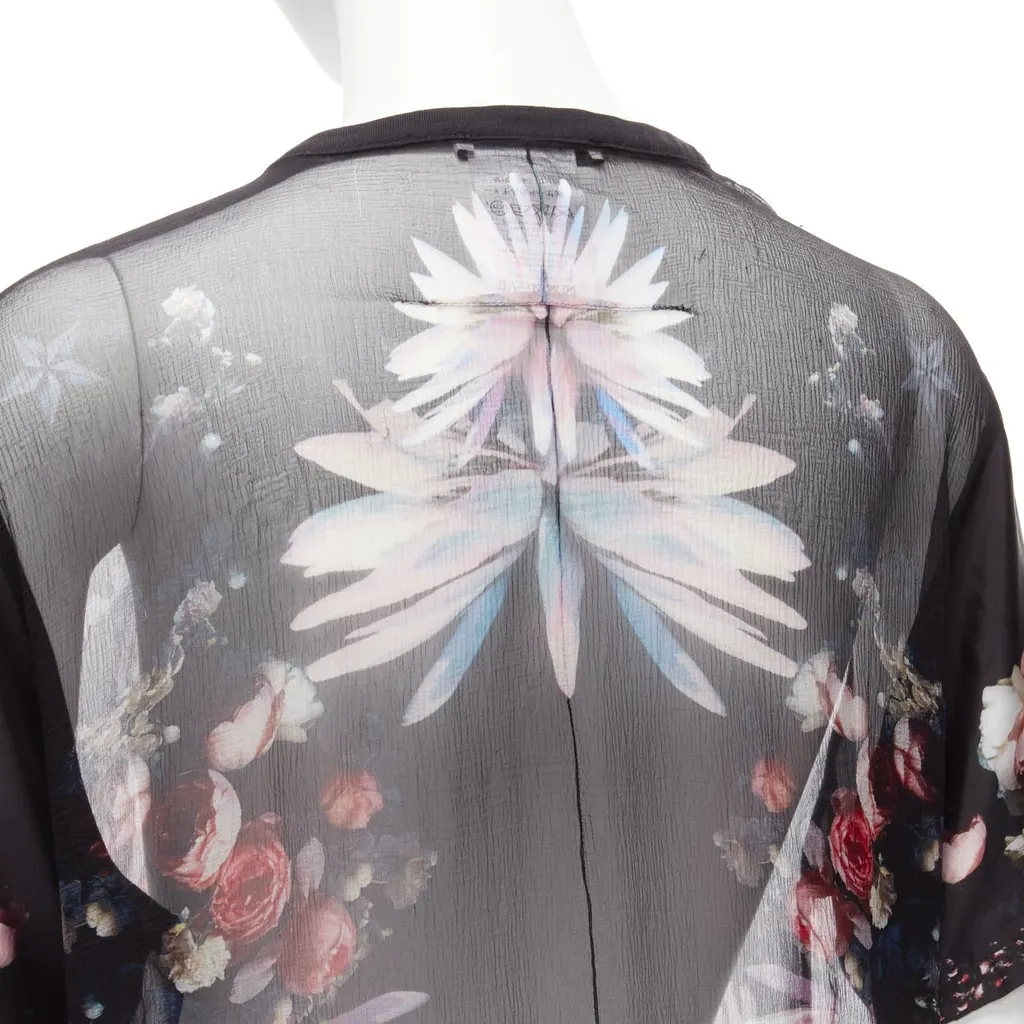 Givenchy Floral Goth T-Shirt Black Silk Very good - Back View