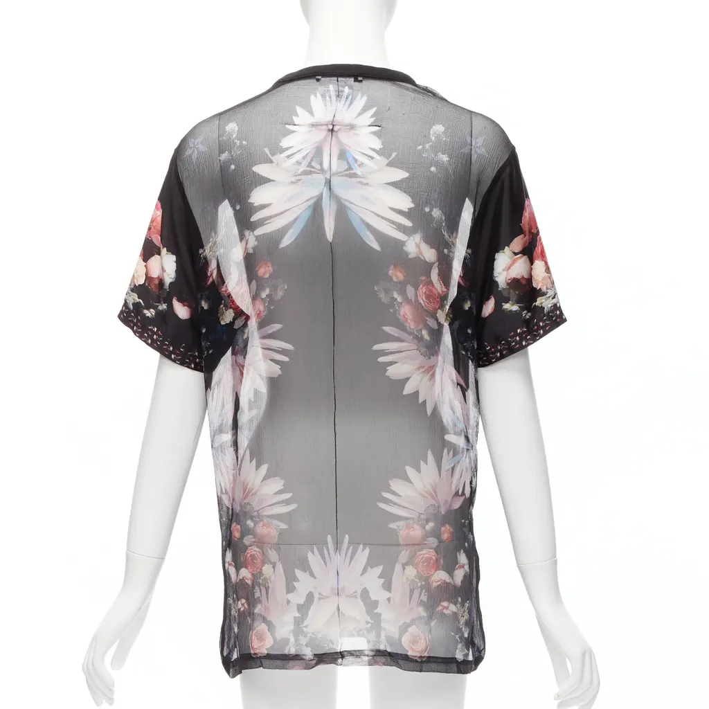 Givenchy Floral Goth T-Shirt Black Silk Very good - Box View