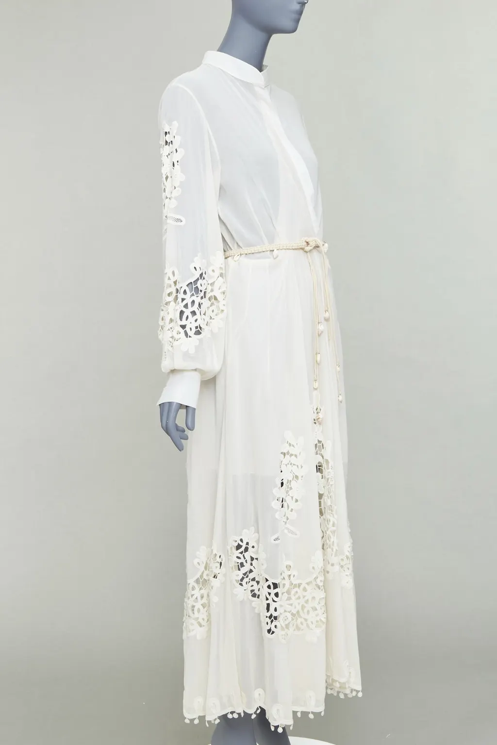 Oscar De La Renta Shell Belt Dress Ecru Cotton Very good - Inside View