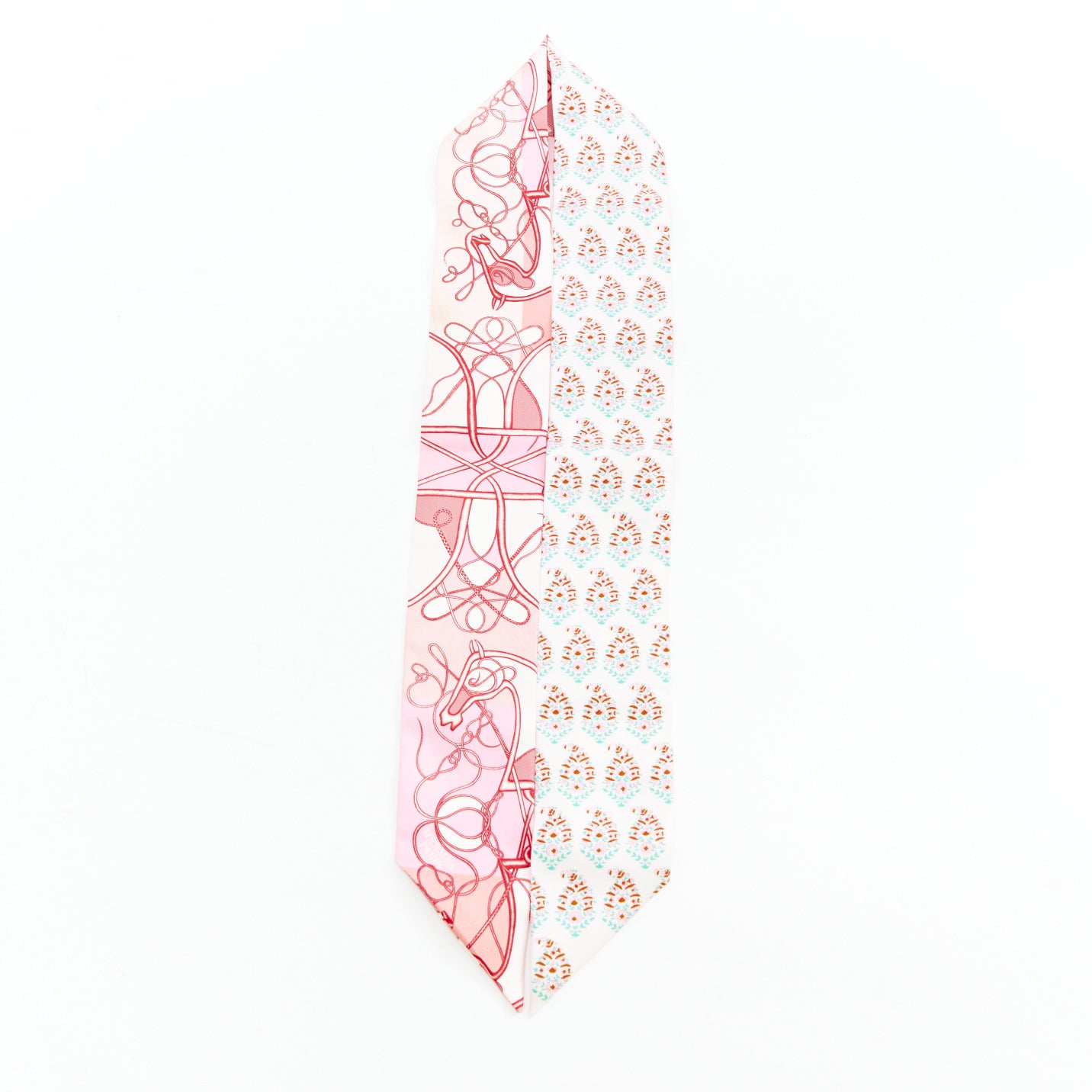 Hermès Silk Coup De Fouet Au Bloc Twilly Rose Nacre Turquoise