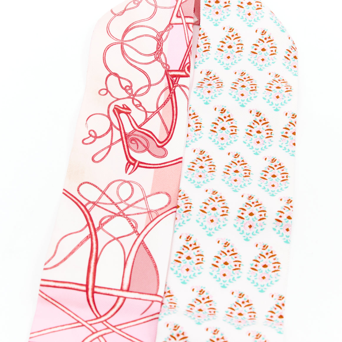 Hermès Silk Coup De Fouet Au Bloc Twilly Rose Nacre Turquoise - Image 6