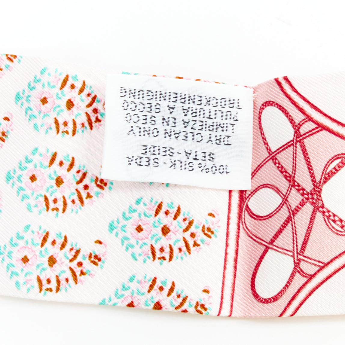 Hermès Silk Coup De Fouet Au Bloc Twilly Rose Nacre Turquoise - Detail 1