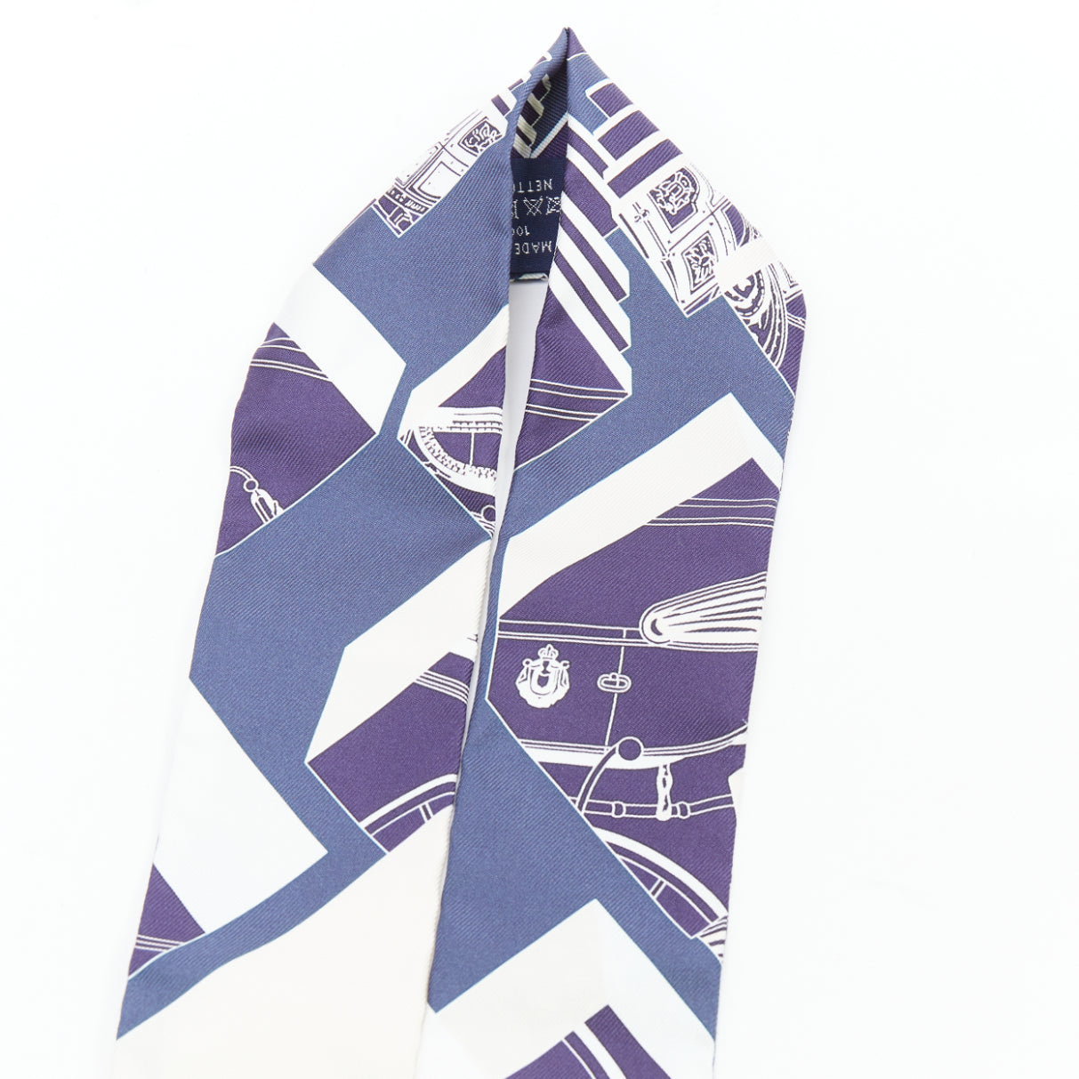 Hermès Silk Springs Springs Twilly in Marine, Creme and Petrole. - Image 6