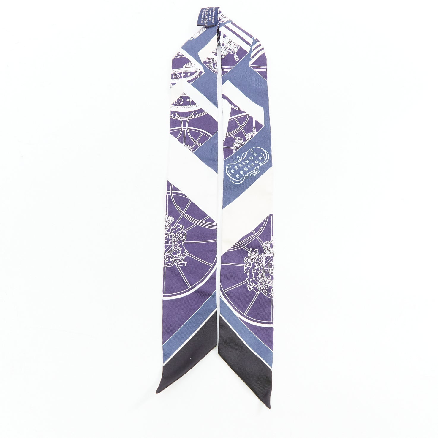 Hermès Silk Springs Springs Twilly in Marine, Creme and Petrole. - 4