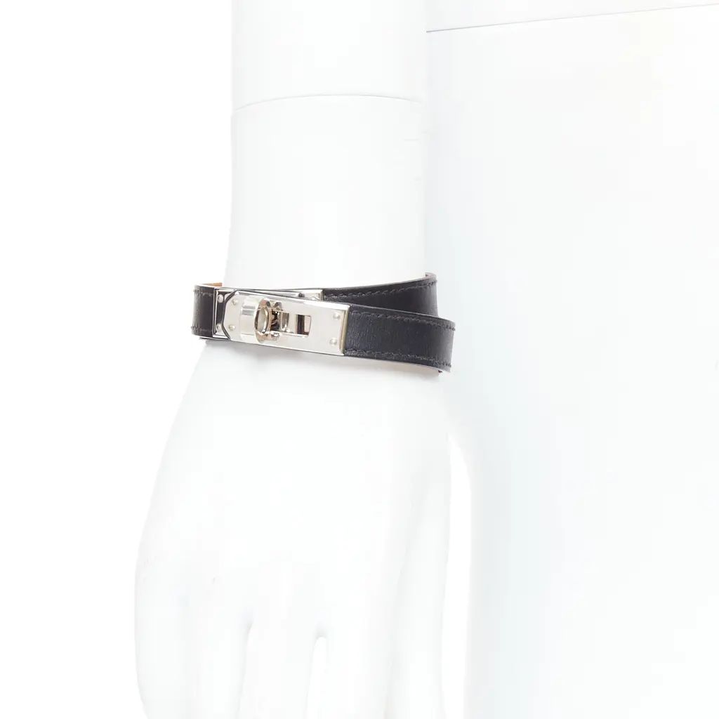 Hermès Kelly Double Tour bracelet Black Leather Very good - Front View