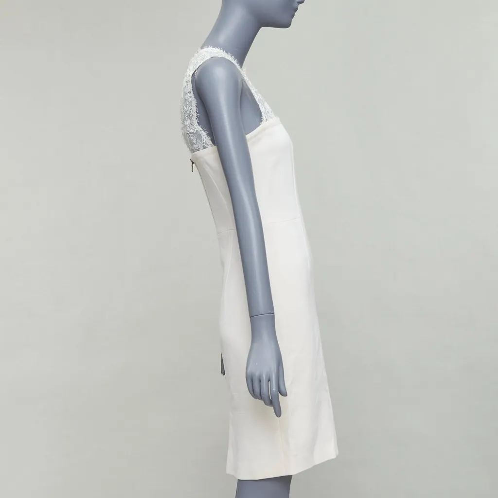 Emilio Pucci Collar Cocktail Dress Ecru Wool Very good - Model View