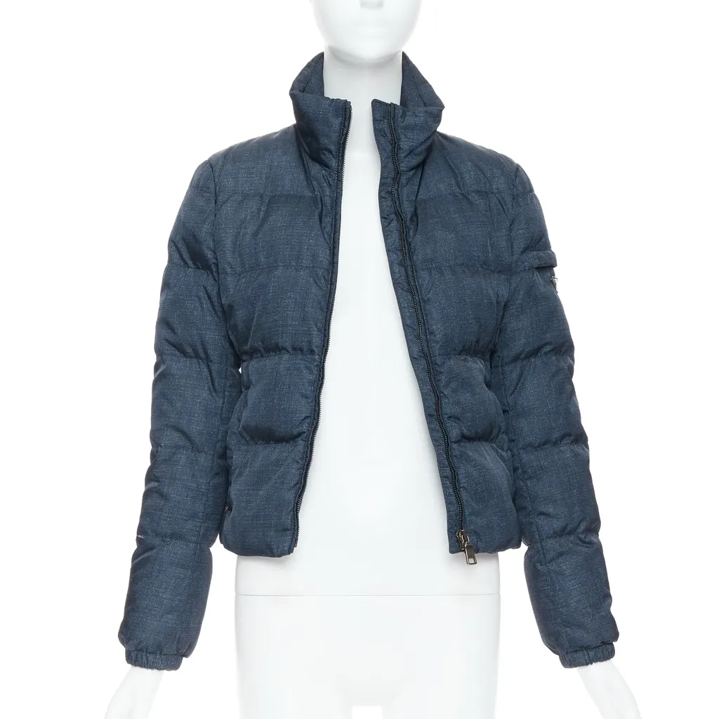 Prada Navy Cropped Jacket Blue Polyamide Never worn - Inside View