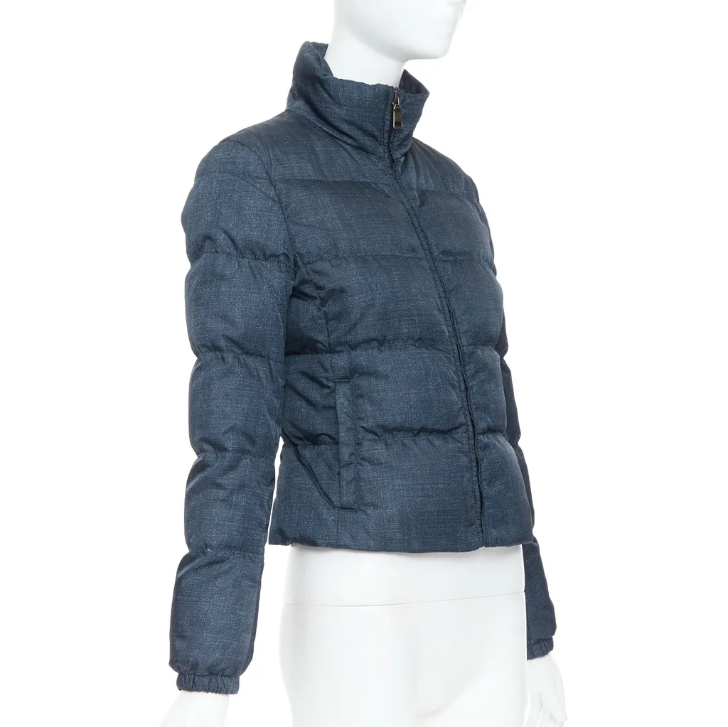 Prada Navy Cropped Jacket Blue Polyamide Never worn - Model View