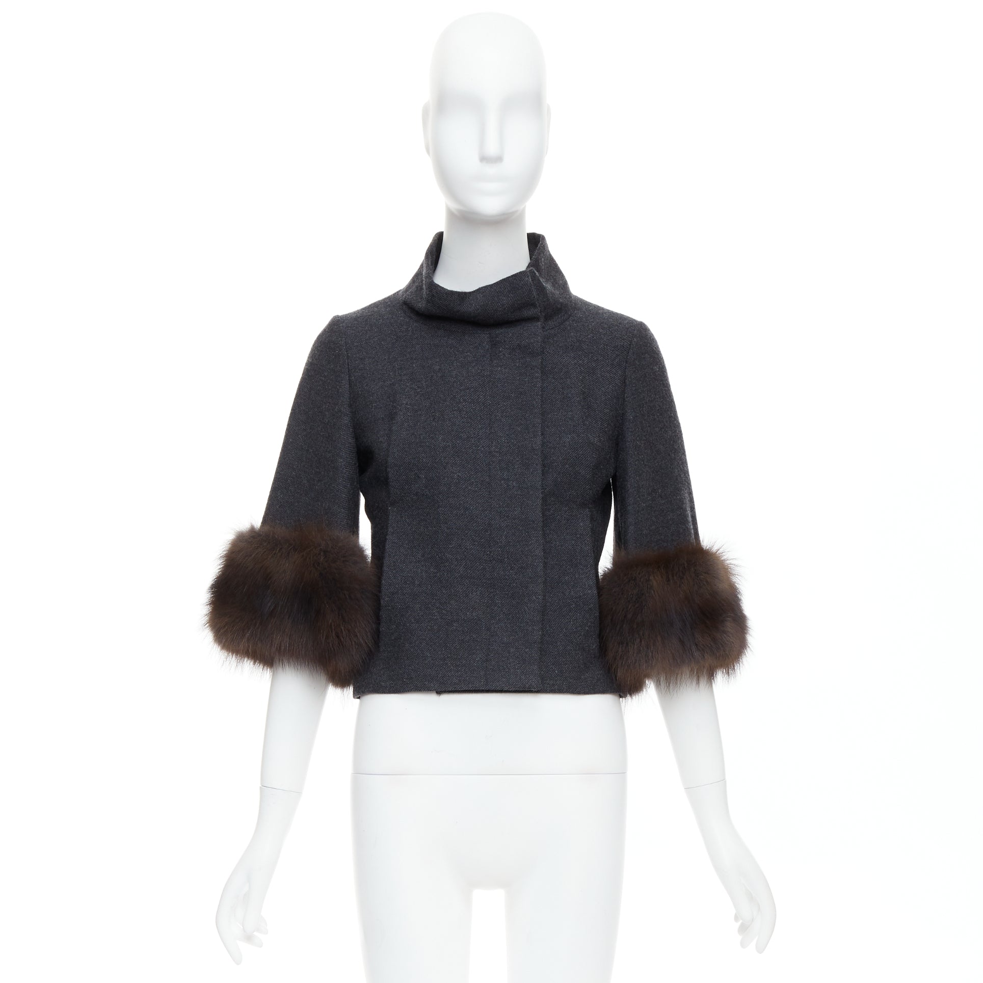 Marni Grey Cropped Jacket - Image 12
