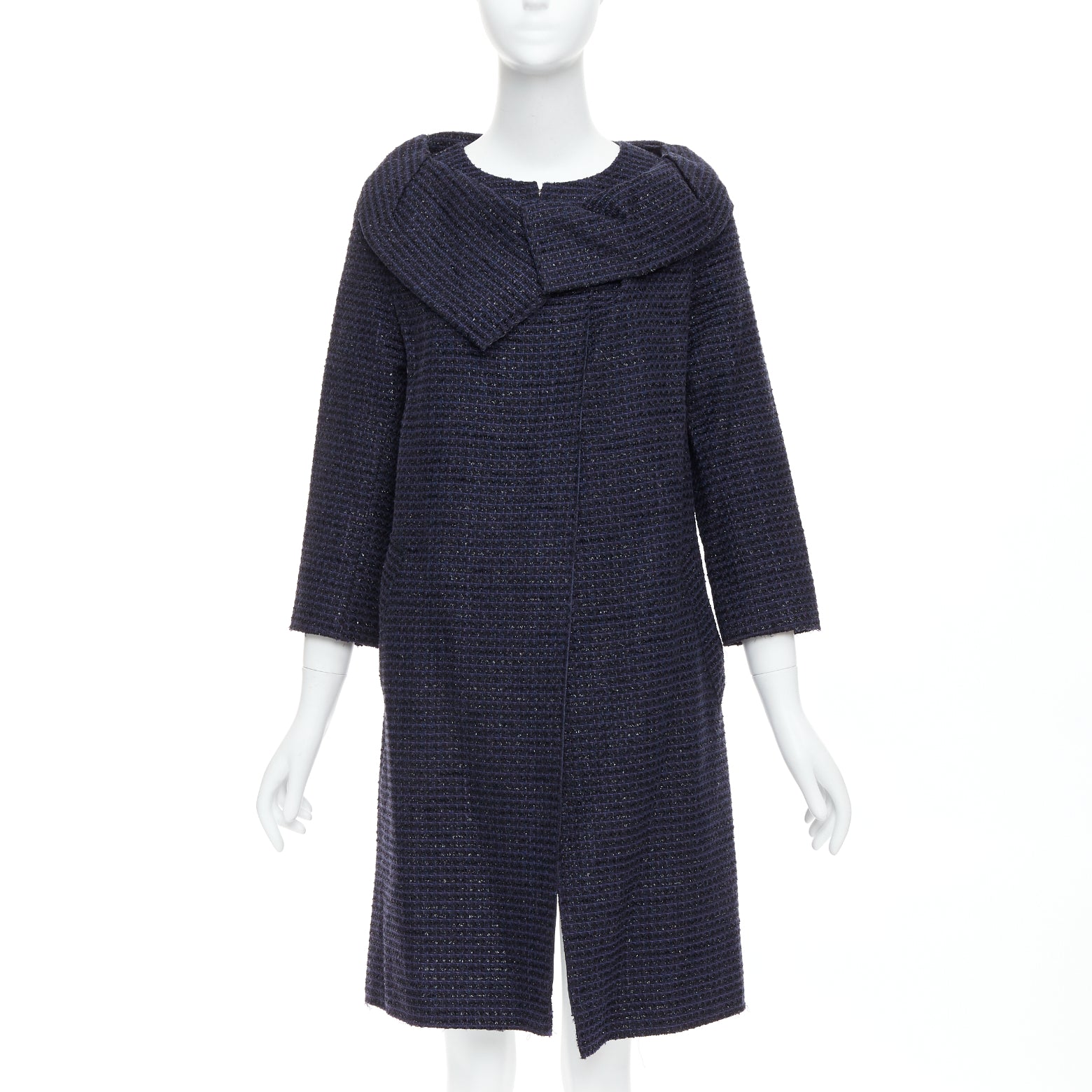Roland Mouret Navy Tweed Coat