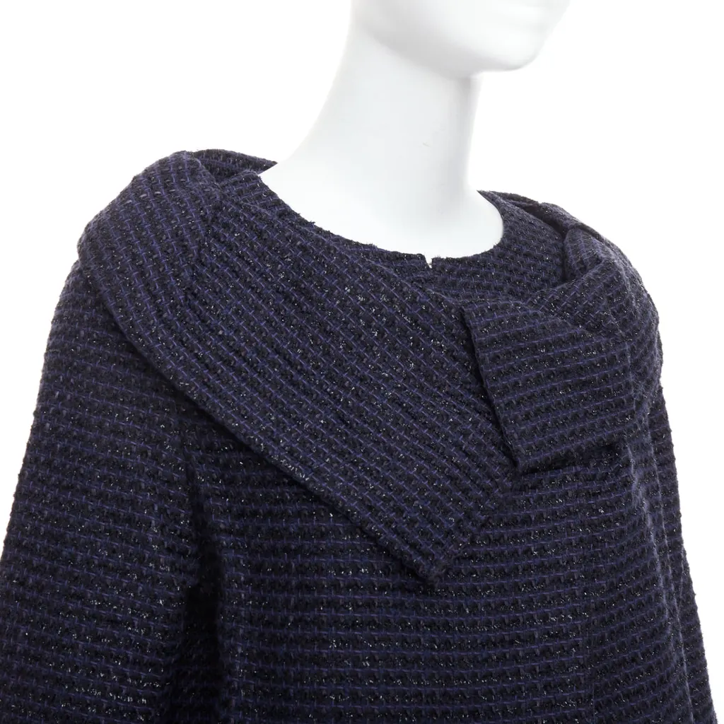 Roland Mouret Navy Tweed Coat Navy Tweed Very good - Back View