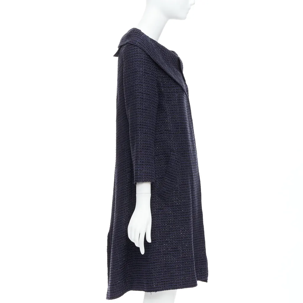 Roland Mouret Navy Tweed Coat Navy Tweed Very good - Box View