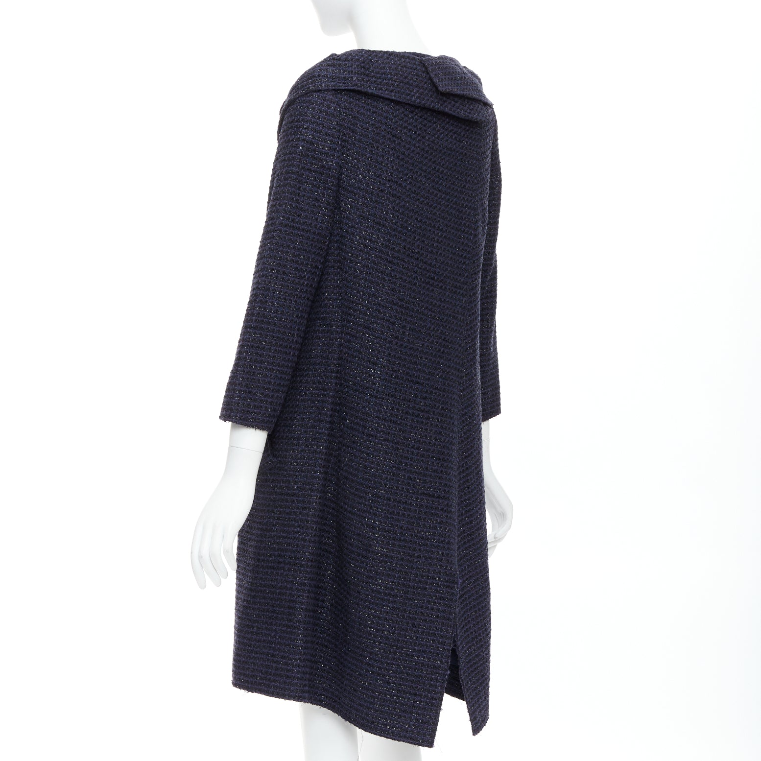 Roland Mouret Navy Tweed Coat - Detail 2