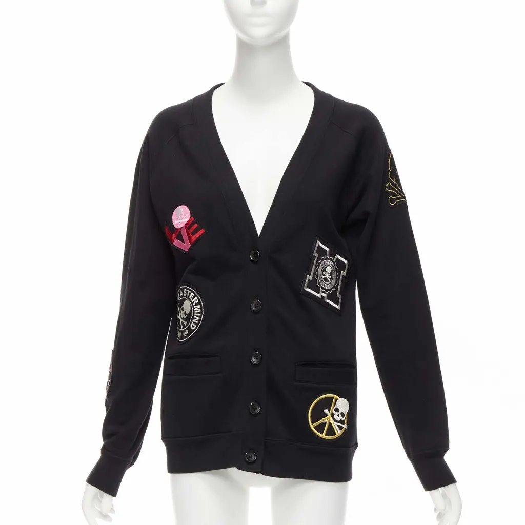 Mastermind Japan Skull Patch Cardigan Black Cotton Never worn - Front View
