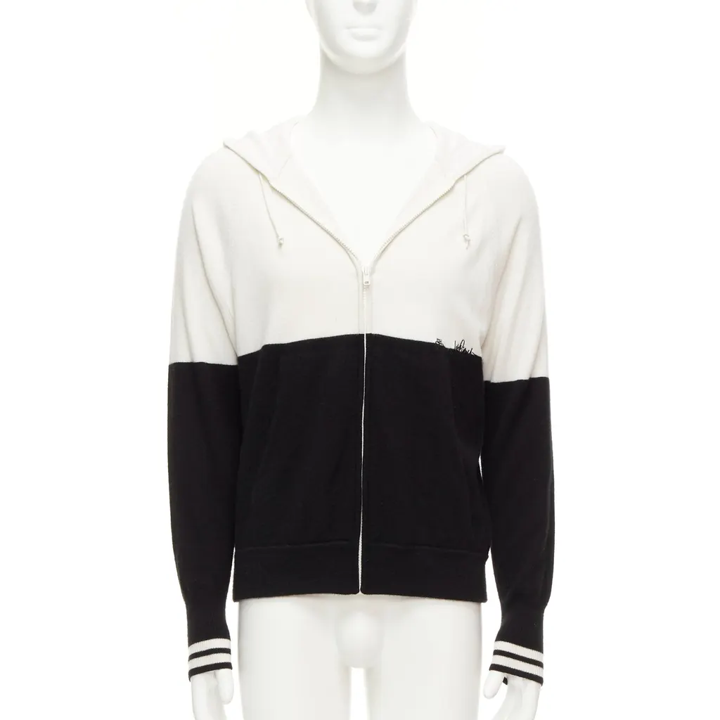 Loro Piana Logo Embroidery Hoodie Black Cashmere Good - Front View