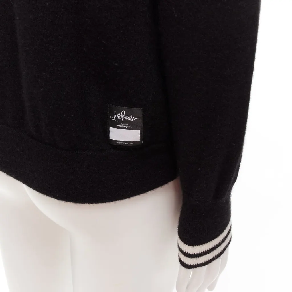 Loro Piana Logo Embroidery Hoodie Black Cashmere Good - Back View