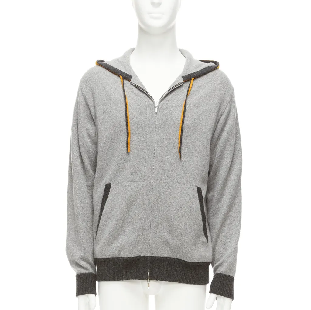 Loro Piana Tiger Print Hoodie Grey Cashmere Never worn - Inside View