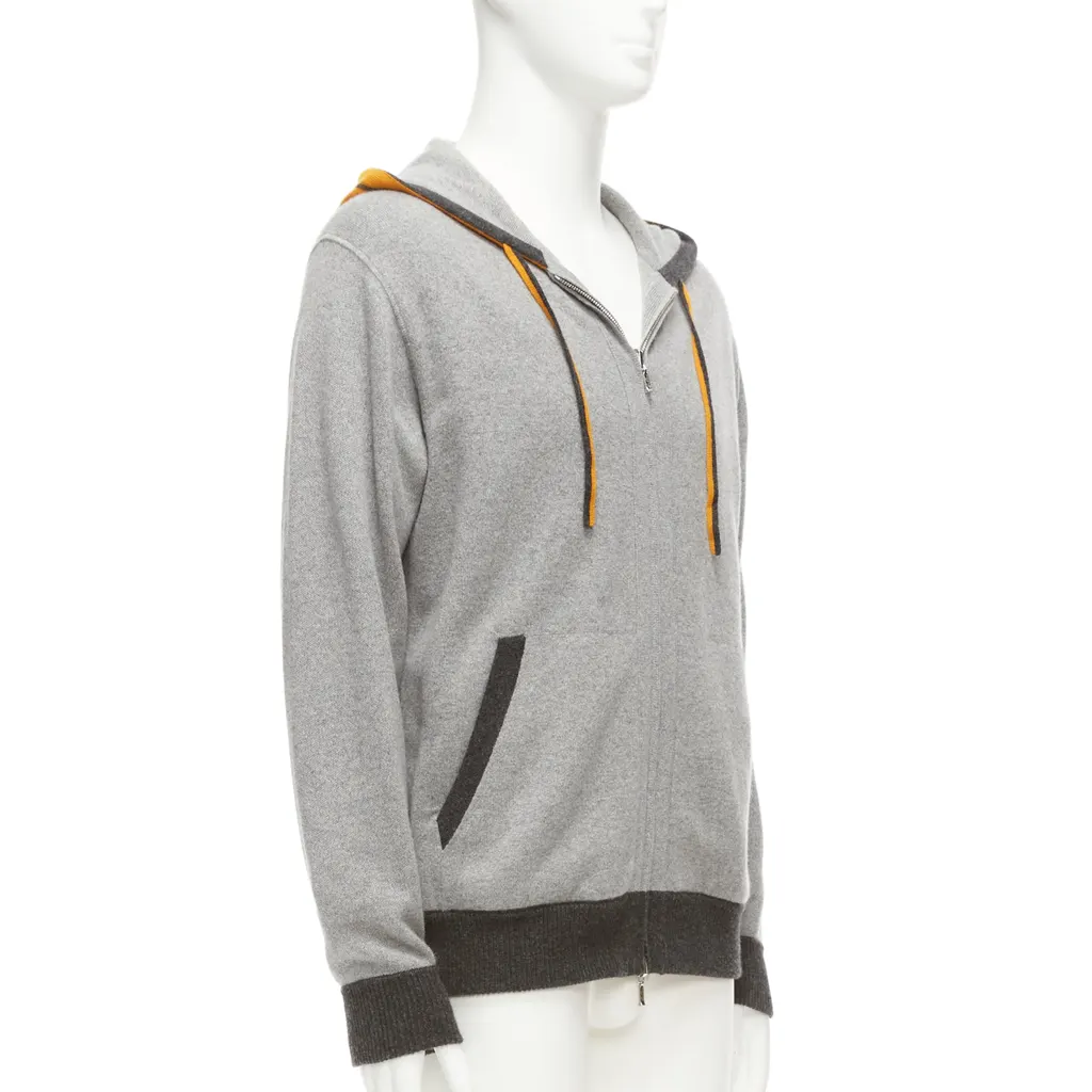 Loro Piana Tiger Print Hoodie Grey Cashmere Never worn - Model View