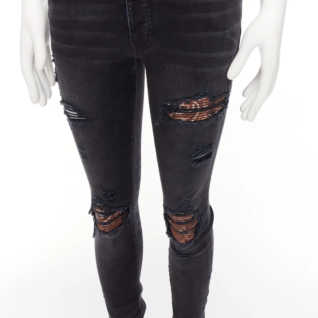 Amiri Charcoal Distressed Jeans Black Cotton Very good - Back View