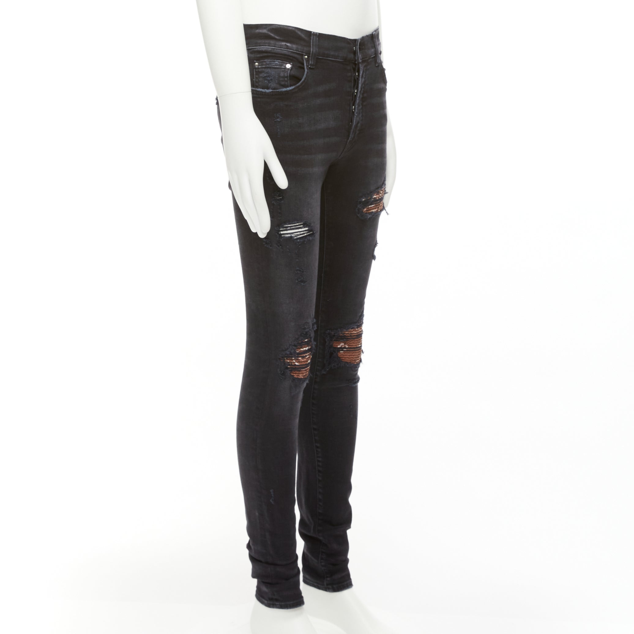Amiri Charcoal Distressed Jeans - Image 6