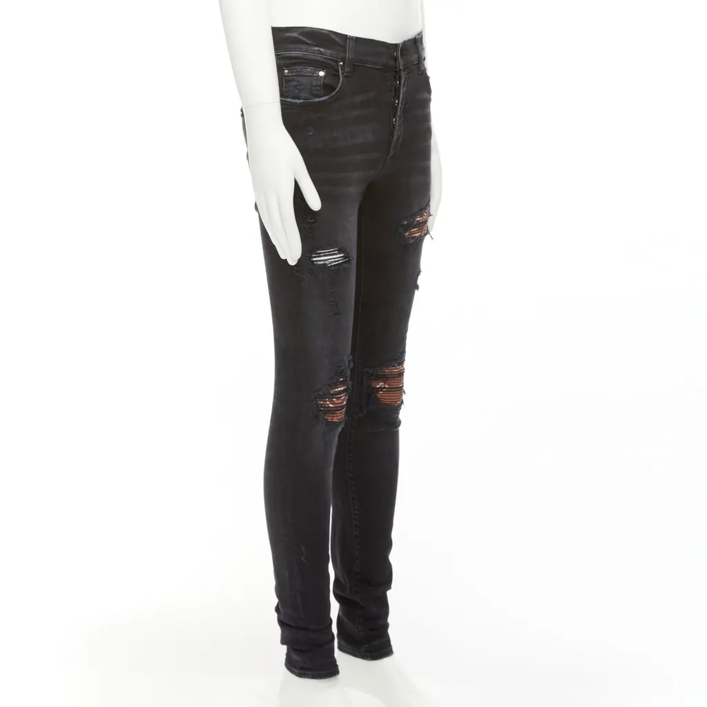 Amiri Charcoal Distressed Jeans Black Cotton Very good - Inside View