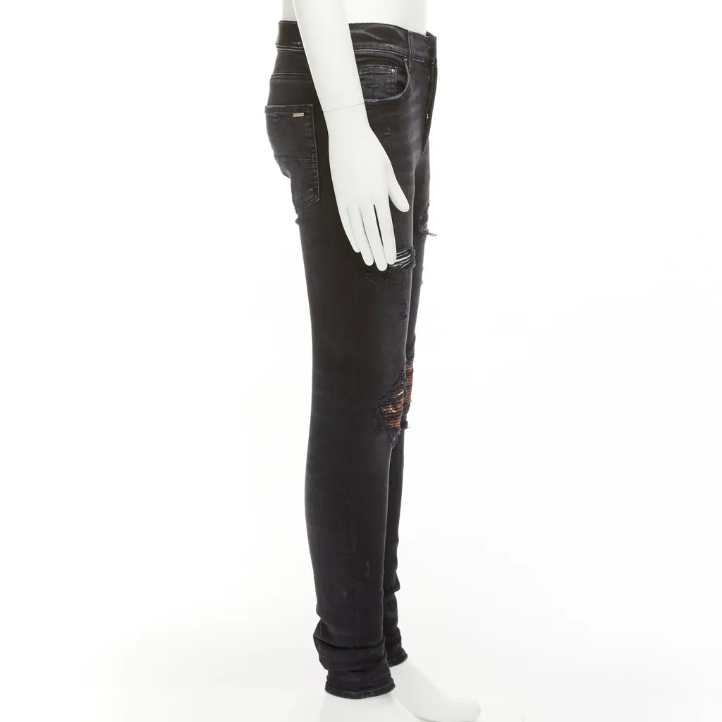 Amiri Charcoal Distressed Jeans Black Cotton Very good - Model View