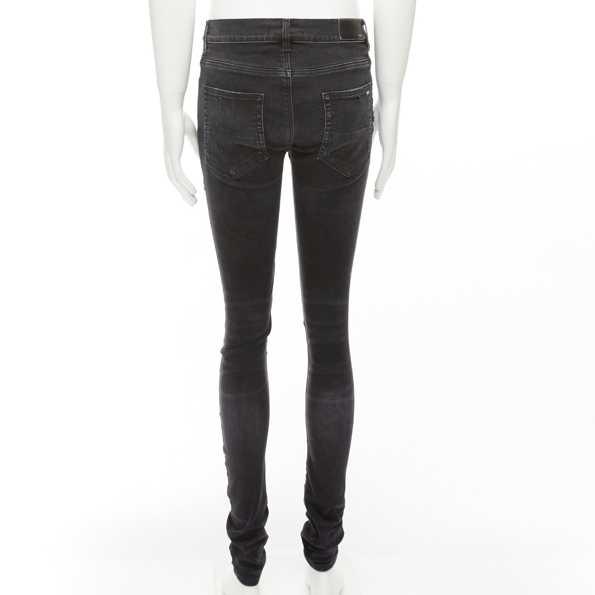 Amiri Charcoal Distressed Jeans - Side view