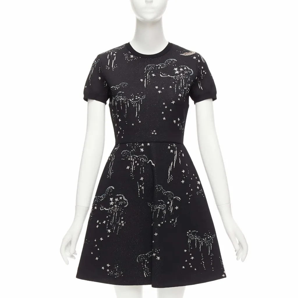Valentino Glitter Cloud Dress Black Viscose Never worn - Front View