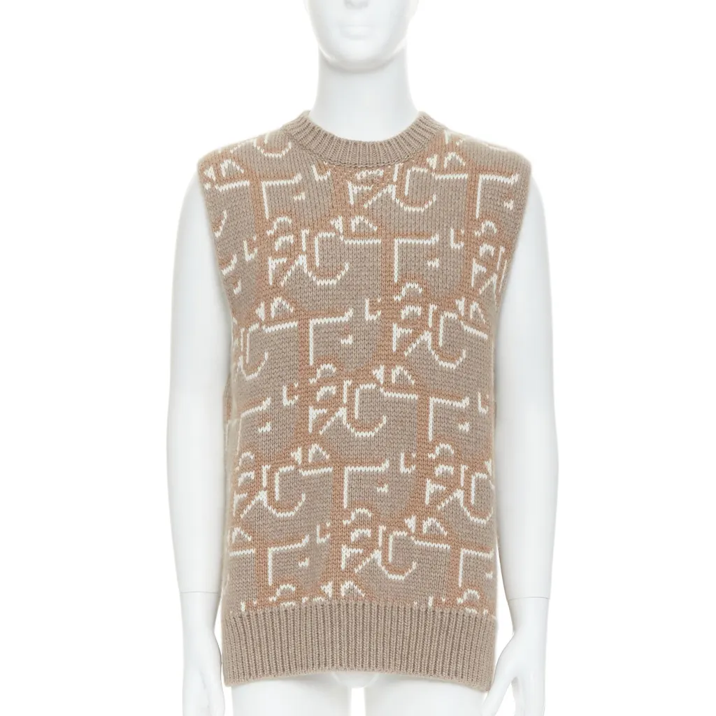 Dior Oblique Vest Sweater Beige Cashmere Never worn - Front View