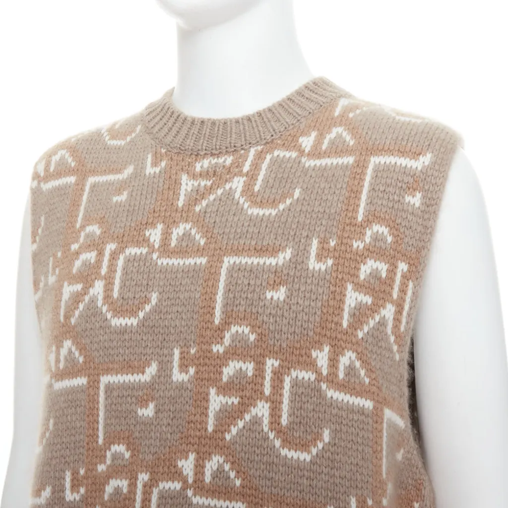 Dior Oblique Vest Sweater Beige Cashmere Never worn - Back View