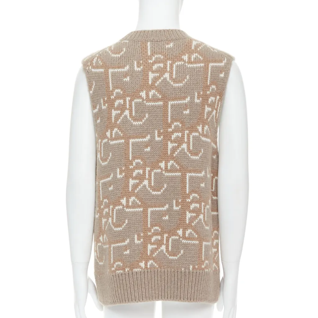Dior Oblique Vest Sweater Beige Cashmere Never worn - Box View