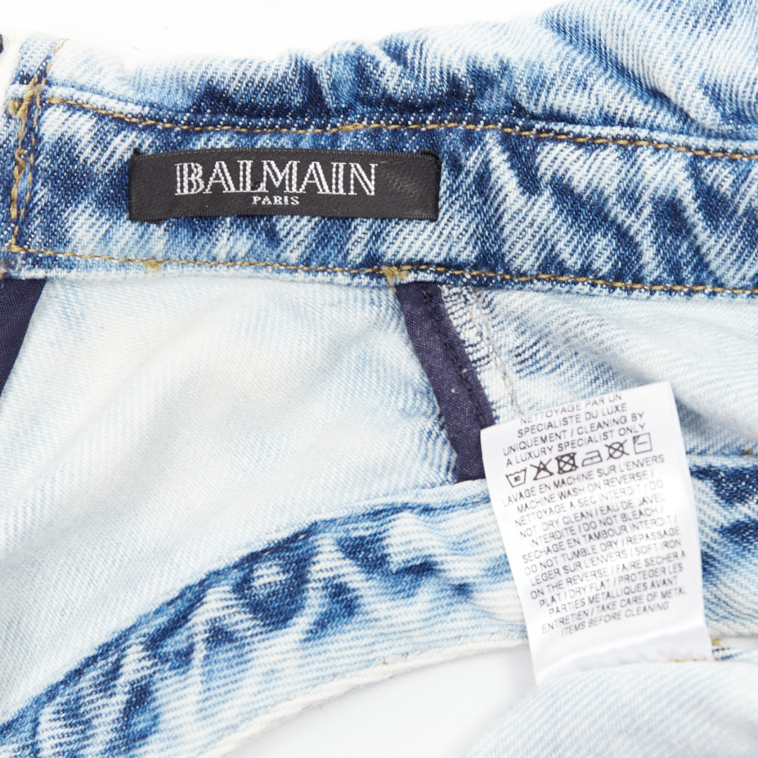 Balmain Distressed Denim Dress - Image 10