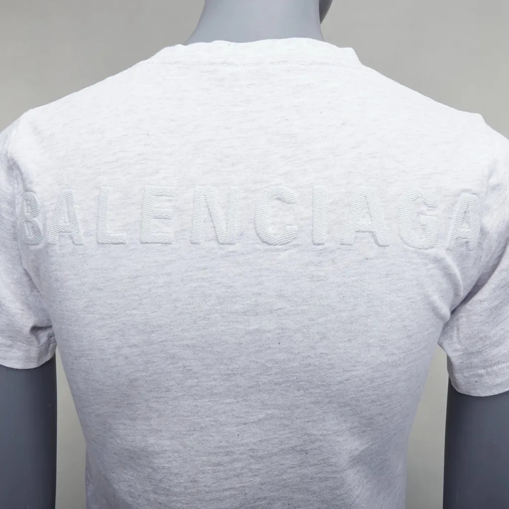 Balenciaga Logo Embroidery Tee Grey Cotton Very good - Back View