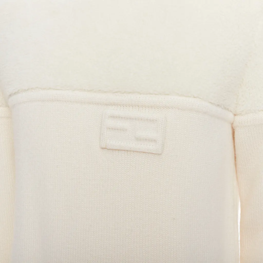 Fendi Panelled Logo Sweater Ecru Wool Very good - Back View