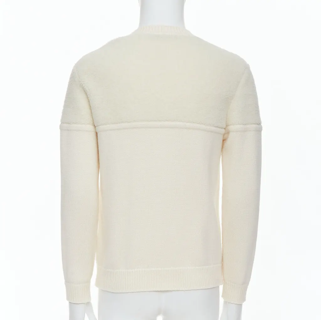 Fendi Panelled Logo Sweater Ecru Wool Very good - Box View