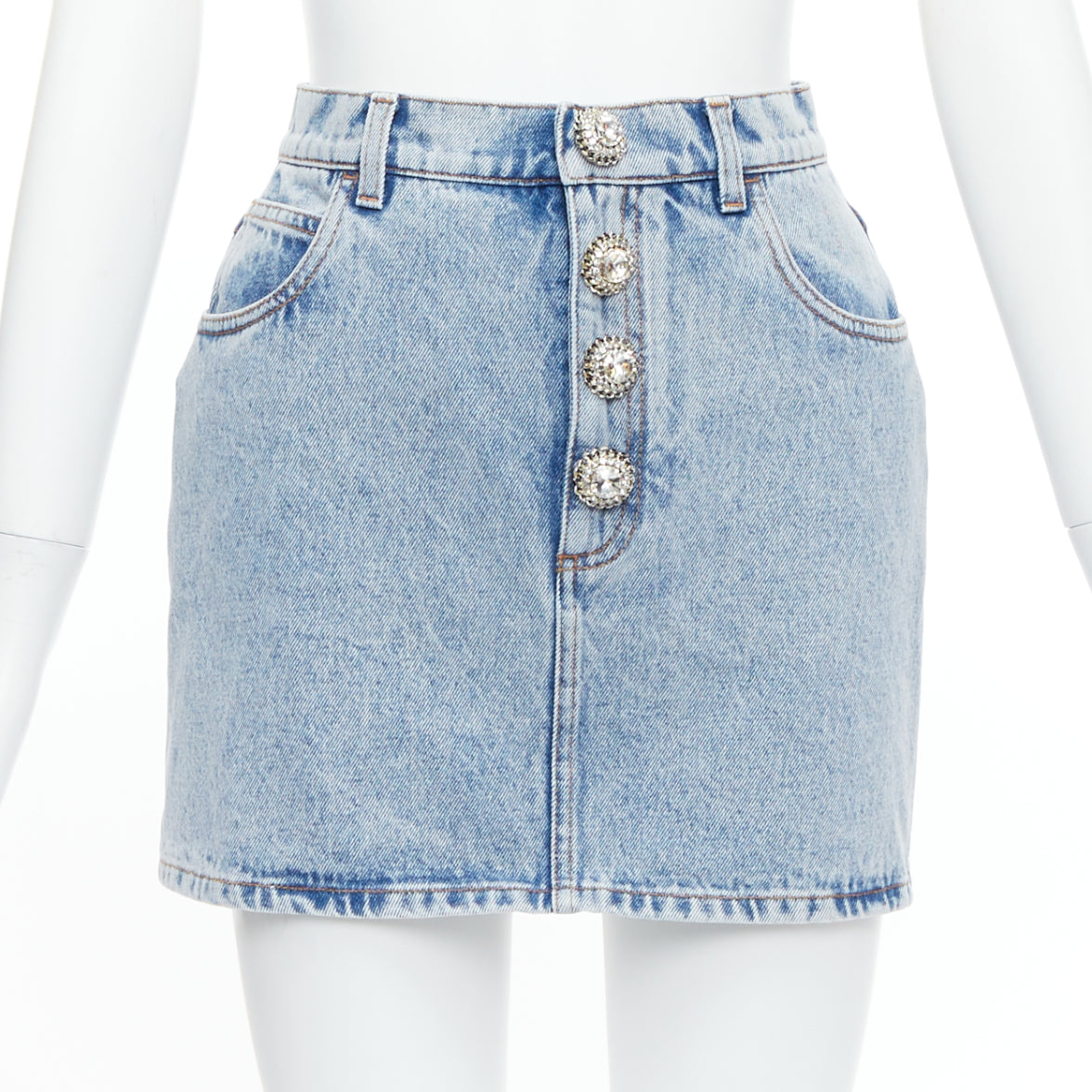 Alessandra Rich Crystal Denim Skirt