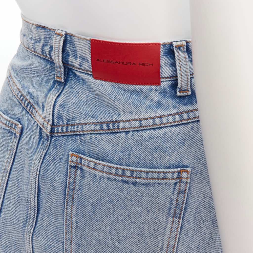 Alessandra Rich Crystal Denim Skirt - Back view