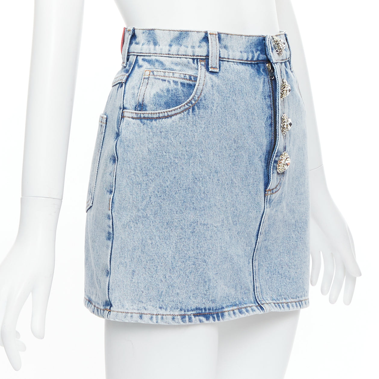 Alessandra Rich Crystal Denim Skirt - Image 6