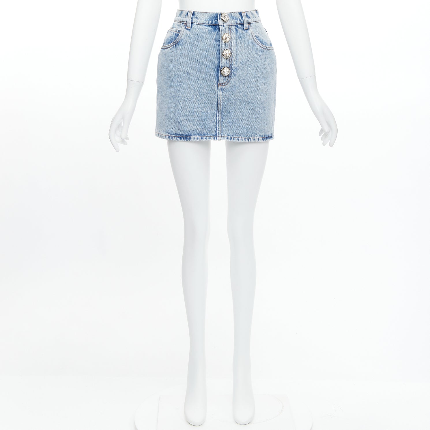 Alessandra Rich Crystal Denim Skirt - Image 11