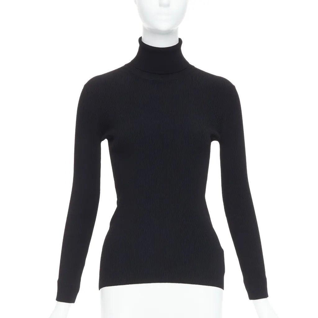 Jil Sander Ruched Turtleneck Top Black Viscose Very good - Back View