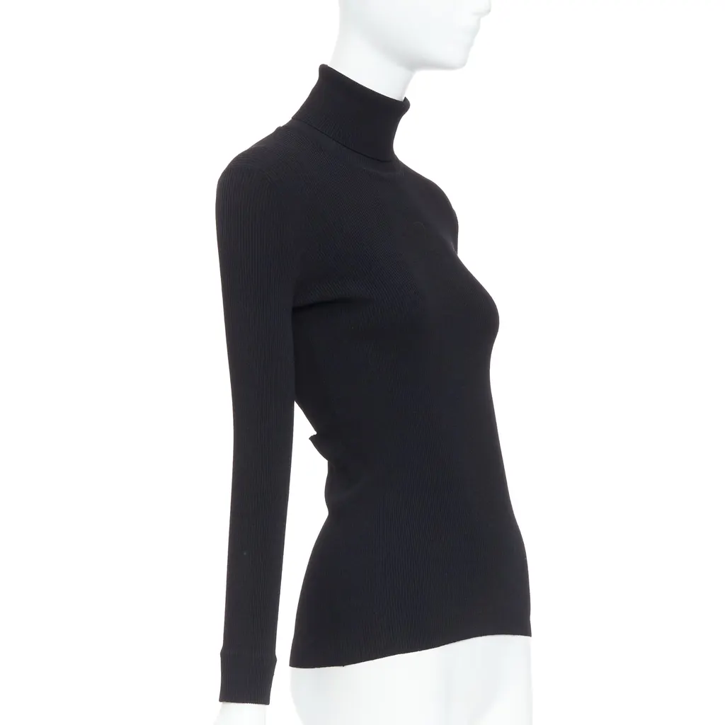 Jil Sander Ruched Turtleneck Top Black Viscose Very good - Inside View