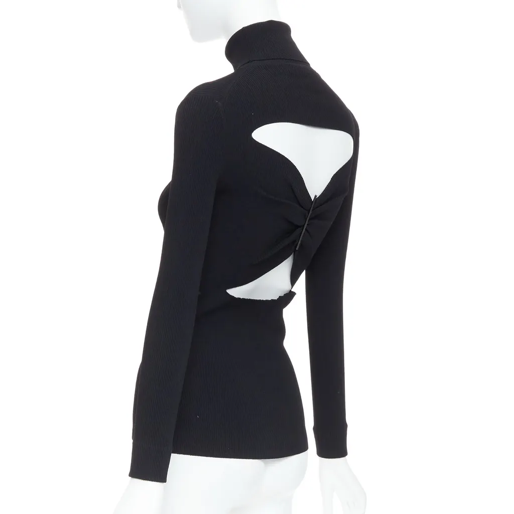 Jil Sander Ruched Turtleneck Top Black Viscose Very good - Box View