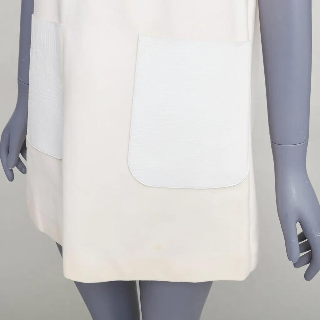 Fendi Leather Patch Dress Ecru Wool Good - Back View