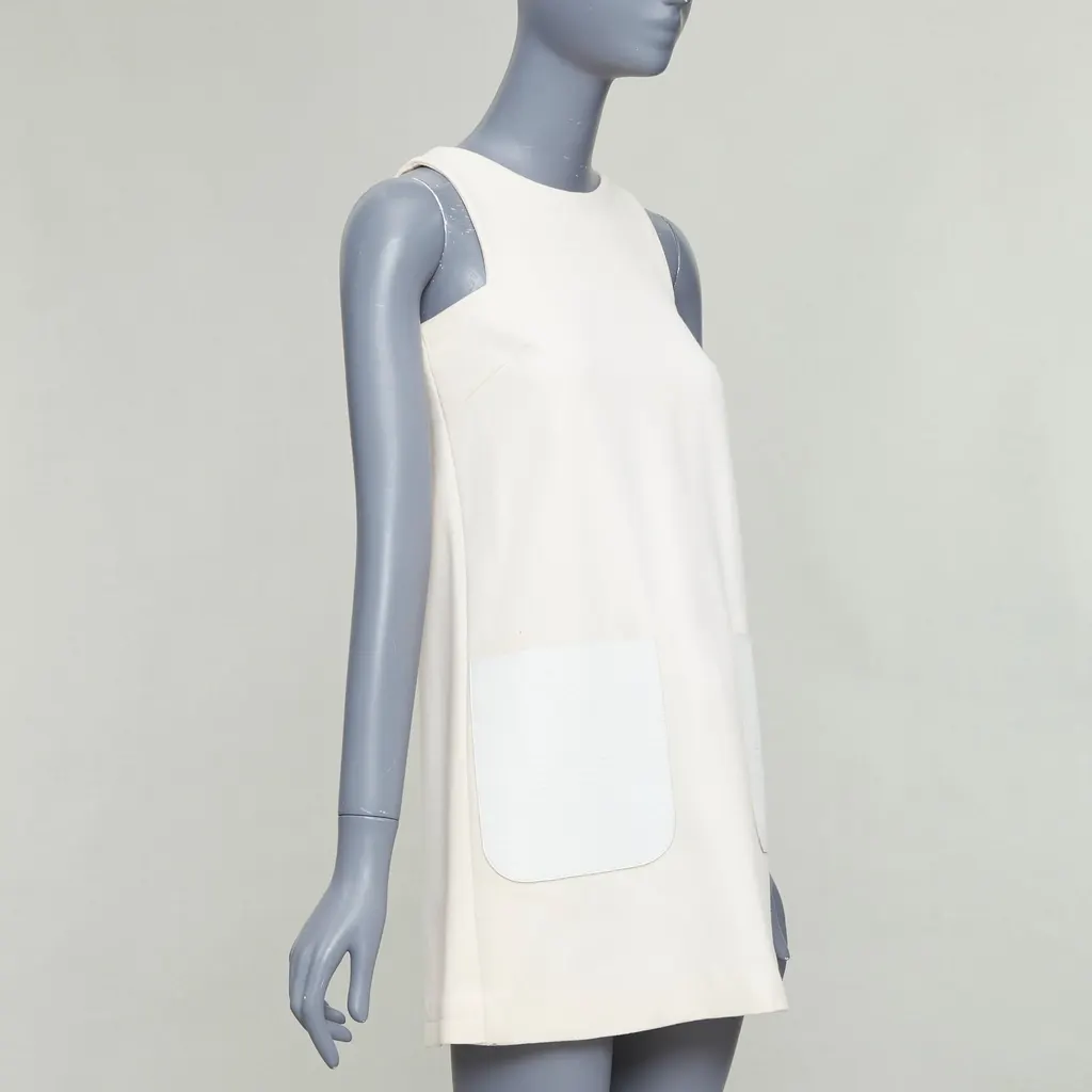 Fendi Leather Patch Dress Ecru Wool Good - Inside View