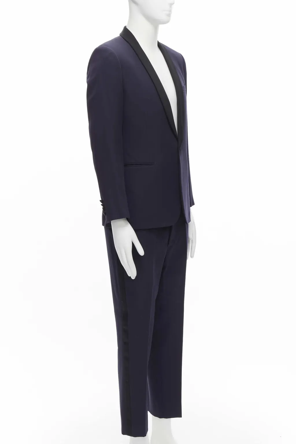 Saint Laurent Navy Satin Tuxedo Blazer Navy Wool Never worn - Inside View