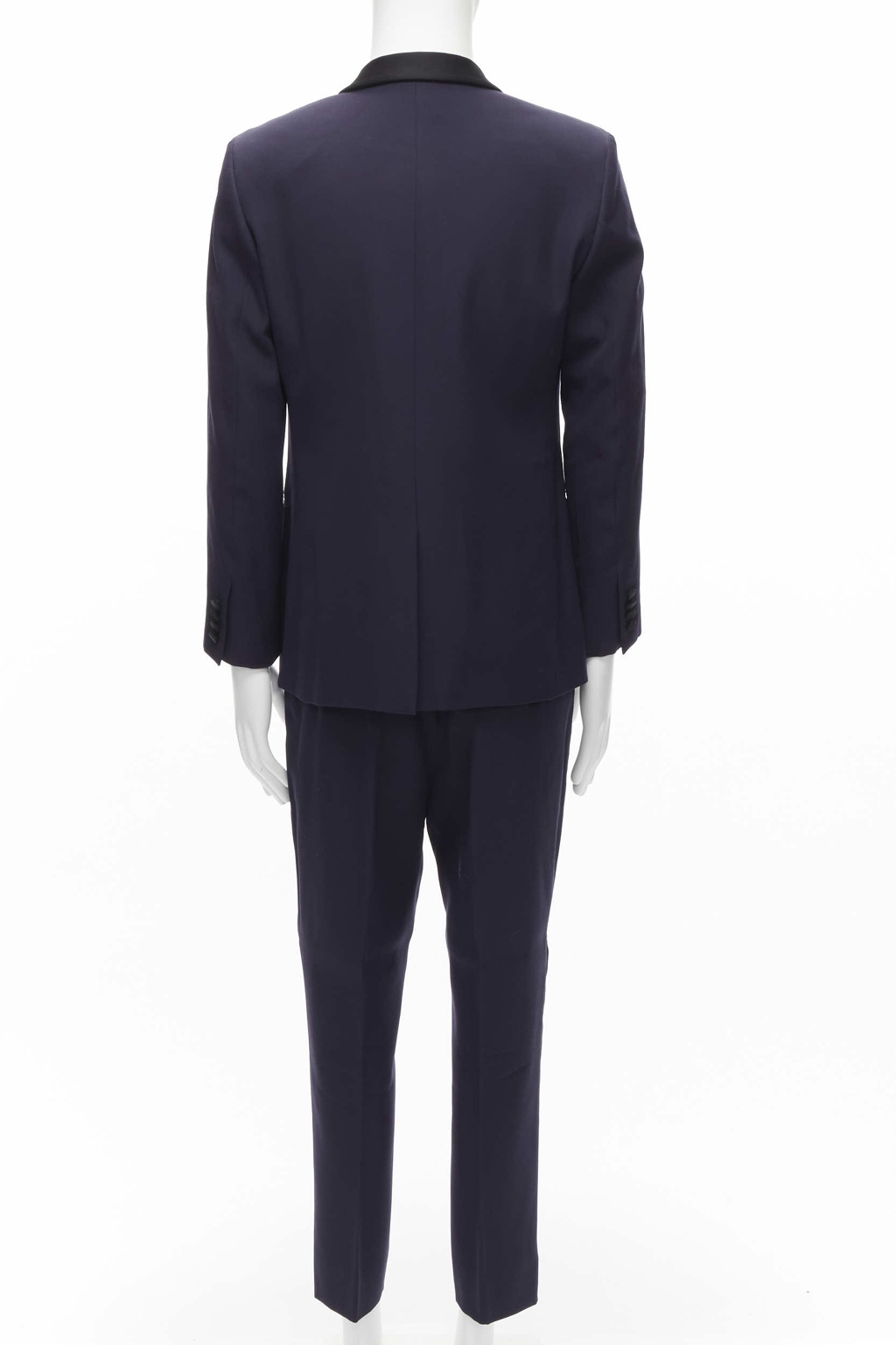 Saint Laurent Navy Satin Tuxedo Blazer - Side view