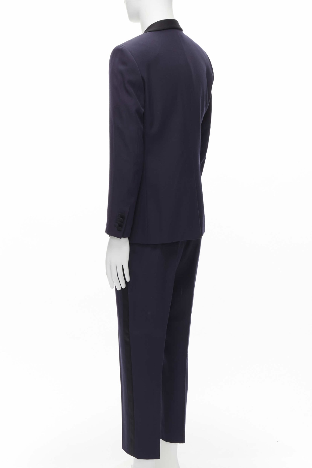 Saint Laurent Navy Satin Tuxedo Blazer - Detail 1